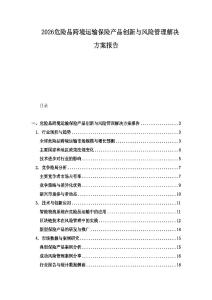 2026危險品跨境運輸保險產品創新與風險管理解決方案報告