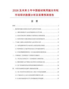 2026及未來5年中國板材架用拋光布輪市場現狀數據分析及前景預測報告