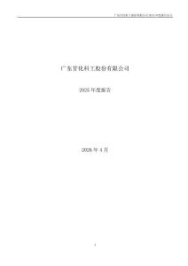 甘化科工：2025年年度报告