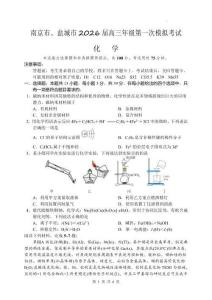 2026年江蘇南京市高三一模高考化學試卷試題（精校打印版）