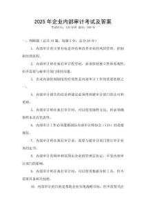 2025年企業內部審計考試及答案