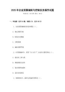2025年企業預算編制與控制實務操作試題