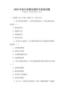 2025年會(huì)計(jì)電算化操作與實(shí)務(wù)試題