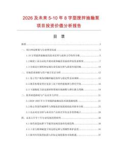 2026及未來5-10年8字型攪拌抽釉泵項(xiàng)目投資價(jià)值分析報(bào)告