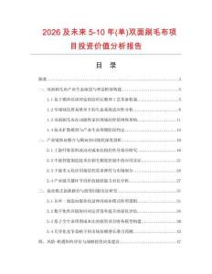 2026及未來5-10年(單)雙面刷毛布項目投資價值分析報告