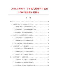 2026及未來5-10年氧化鈷粉項目投資價值市場數據分析報告