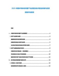 2025中國半導(dǎo)體材料國產(chǎn)化進(jìn)程及技術(shù)壁壘突破與投資回報(bào)評估報(bào)告