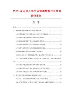 2026及未來5年中國焦磷酸酯行業(yè)發(fā)展研究報(bào)告