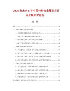 2026及未來5年中國特種合金雕刻刀行業(yè)發(fā)展研究報告
