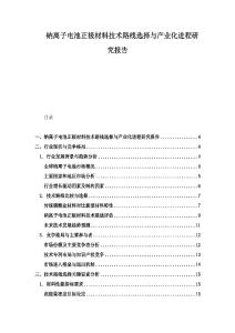 鈉離子電池正極材料技術路線選擇與產業化進程研究報告