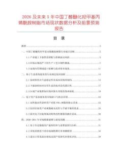 2026及未來5年中國丁醇醚化羥甲基丙烯酰胺樹脂市場現(xiàn)狀數(shù)據(jù)分析及前景預(yù)測報(bào)告