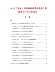 2026及未來(lái)5年雙絞線信號(hào)防雷保安器項(xiàng)目可行性研究報(bào)告