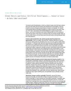 全球酒店与邮轮：人工智能....迟早会到来——机器人会度假吗？