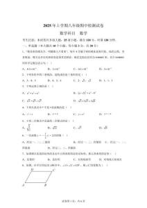湖南省长沙市雅礼2024-2025学年八年级下学期期中考试数学试卷【含答案】