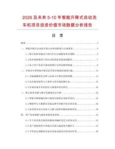 2026及未來5-10年智能升降式自動洗車機項目投資價值市場數(shù)據(jù)分析報告