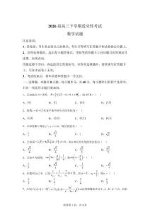 广东汕头市潮阳区棉城中学2026届高三下学期适应性考试数学试题【含答案】