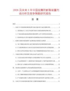 2026及未來5年中國扭簧防斷裂裝置市場分析及競爭策略研究報告