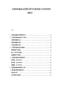 互联网金融业运营模式研究及盈利能力分析投资咨询报告