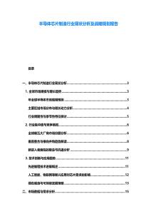 半導體芯片制造行業現狀分析及戰略規劃報告