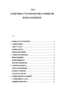 2025-2030航空煤油生產技術優化現狀考察及可持續航空燃料發展與應用前景研究