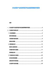 文化創意產業投資風險評估及融資策略研究報告