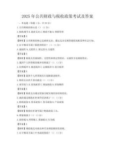2025年公共財(cái)政與稅收政策考試及答案
