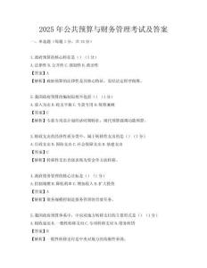 2025年公共預算與財務管理考試及答案