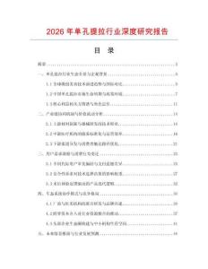2026年單孔提拉行業深度研究報告