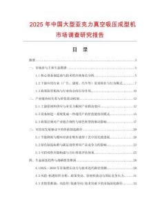 2025年中國大型亞克力真空吸壓成型機(jī)市場調(diào)查研究報(bào)告