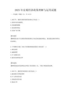 2025年宏觀經濟政策理解與運用試題