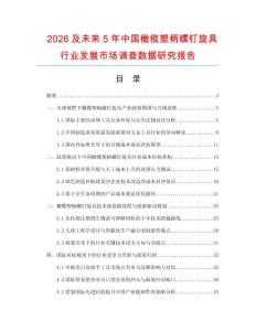 2026及未來5年中國橄欖塑柄螺釘旋具行業(yè)發(fā)展市場調查數(shù)據(jù)研究報告
