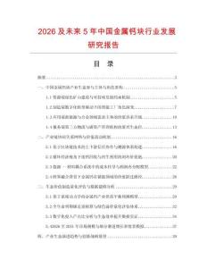 2026及未來5年中國(guó)金屬鈣塊行業(yè)發(fā)展研究報(bào)告
