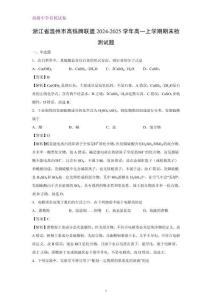 浙江省溫州市高鑠牌聯(lián)盟2024-2025學(xué)年高一上學(xué)期期末檢測(cè)化學(xué)試題（解析版）