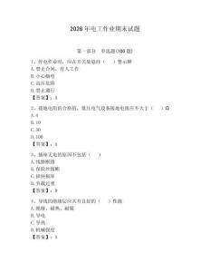 2026年電工作業(yè)期末試題及參考答案（奪分金卷）