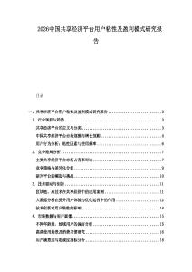 2026中國共享經濟平臺用戶粘性及盈利模式研究報告