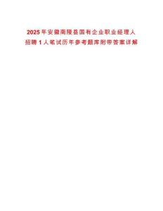 2025年安徽南陵縣國有企業職業經理人招聘1人筆試歷年參考題庫附帶答案詳解