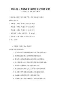 2025年公共財政支出結構優化策略試題