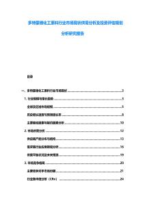 多特蒙德化工原料行業市場現狀供需分析及投資評估規劃分析研究報告