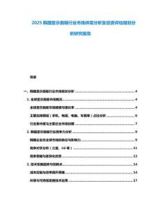 2025韓國顯示面板行業市場供需分析及投資評估規劃分析研究報告