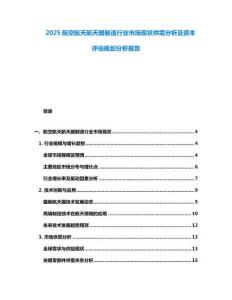 2025航空航天航天器制造行業市場現狀供需分析及資本評估規劃分析報告