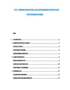 2025海绵城市材料研发行业市场供需趋势分析及技术创新评估规划研究报告