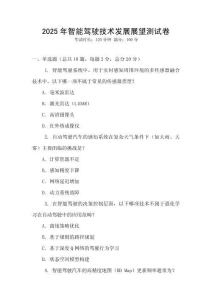 2025年智能駕駛技術(shù)發(fā)展展望測試卷