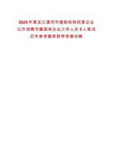 2025年黑龍江漠河市援助扶持民營企業公開招聘市屬國有企業工作人員5人筆試歷年參考題庫附帶答案詳解