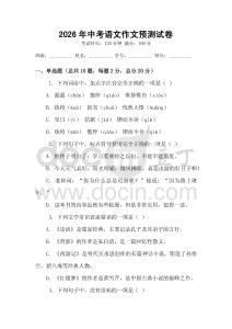 2026年中考語文作文預測試卷