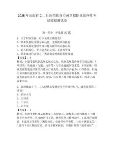 2026年云南省文山壮族苗族自治州单招职业适应性考试模拟测试卷及答案1套