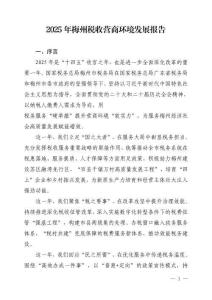2025 年梅州稅收營商環(huán)境發(fā)展報告