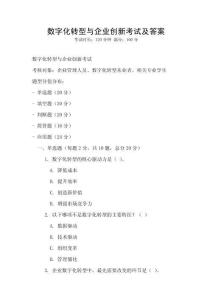 數字化轉型與企業創新考試及答案