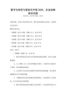 數字化轉型與智能化升級2025：企業戰略規劃試題