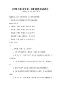 2026年職業(yè)技能：CAD繪圖實訓試題