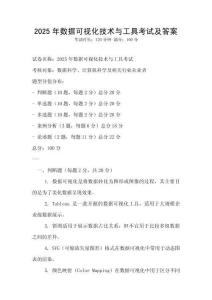2025年數(shù)據(jù)可視化技術(shù)與工具考試及答案